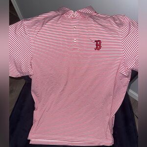 Vineyard Vines Red and White Striped Performance Polo-Boston Red Sox